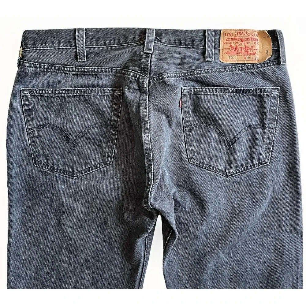 Levi's‎ 501 Original Fit Jeans Button Fly Iconic Straight Leg Black Men's 40x34
